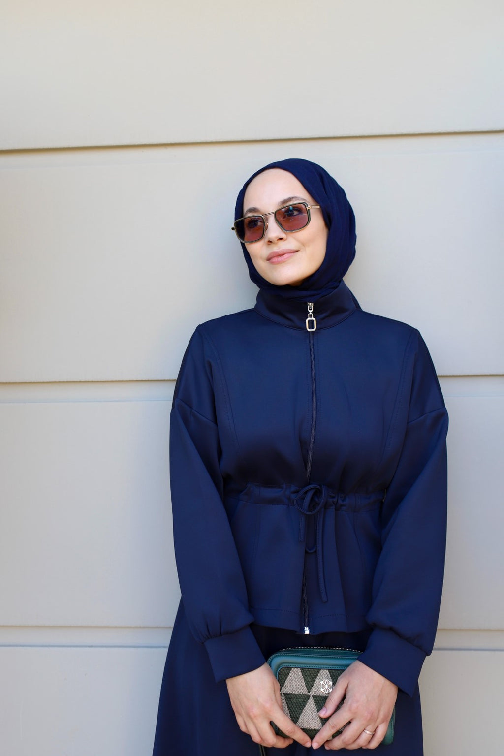 Bel Büzgülü Etekli Scuba Takım Lacivert