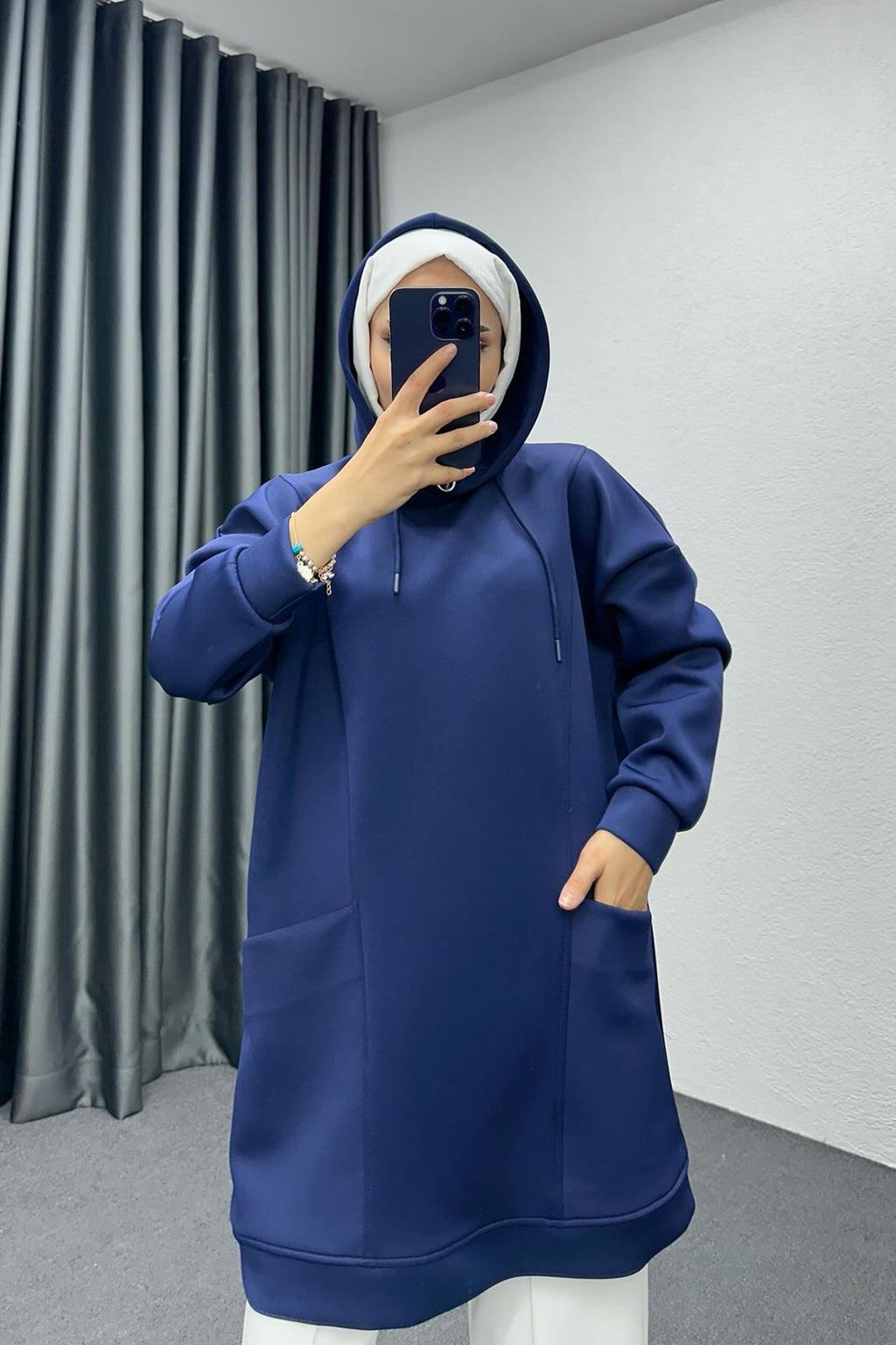 Boğazı Fermuar Detaylı Sweat Saks