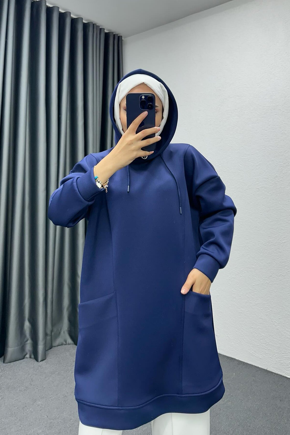 Boğazı Fermuar Detaylı Sweat Saks