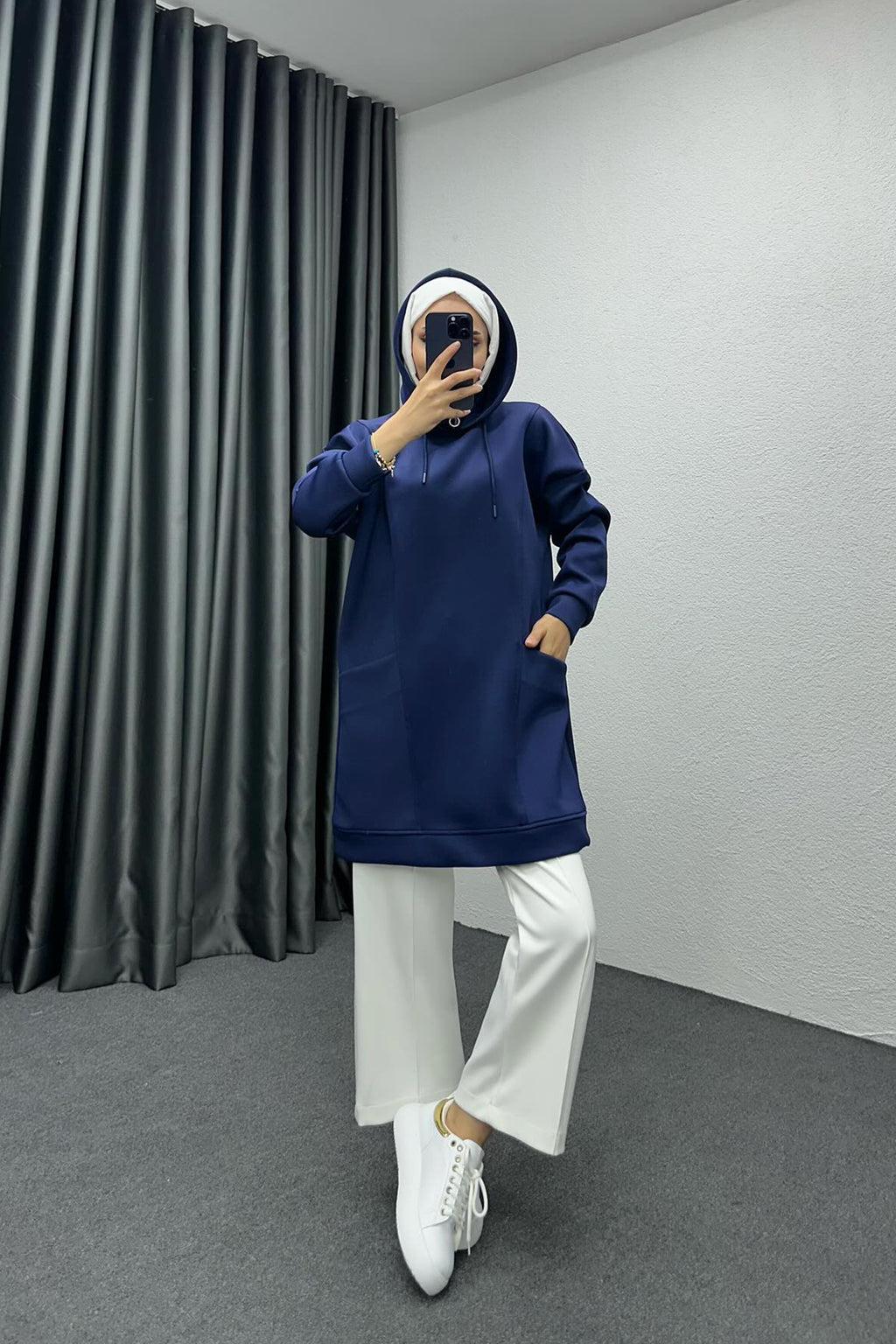 Boğazı Fermuar Detaylı Sweat Saks