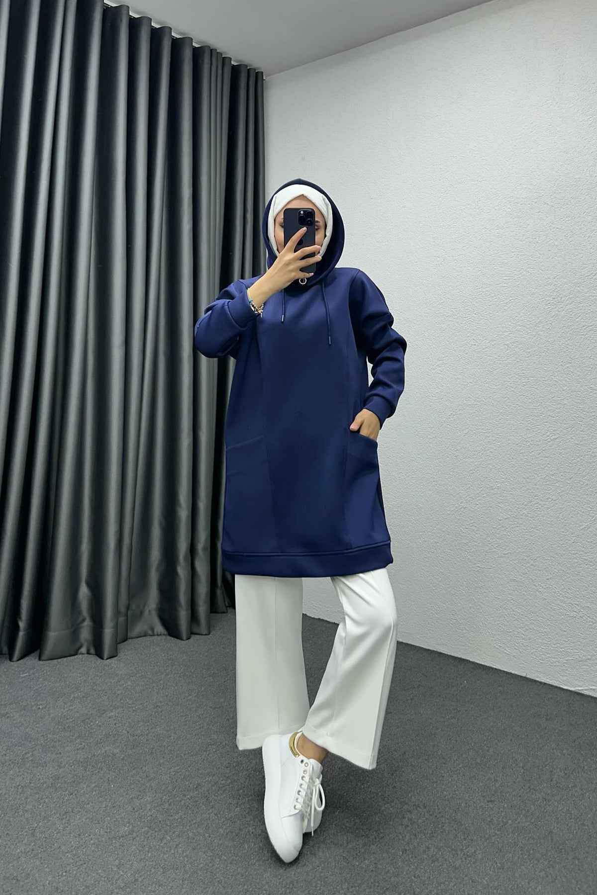 Boğazı Fermuar Detaylı Sweat Saks