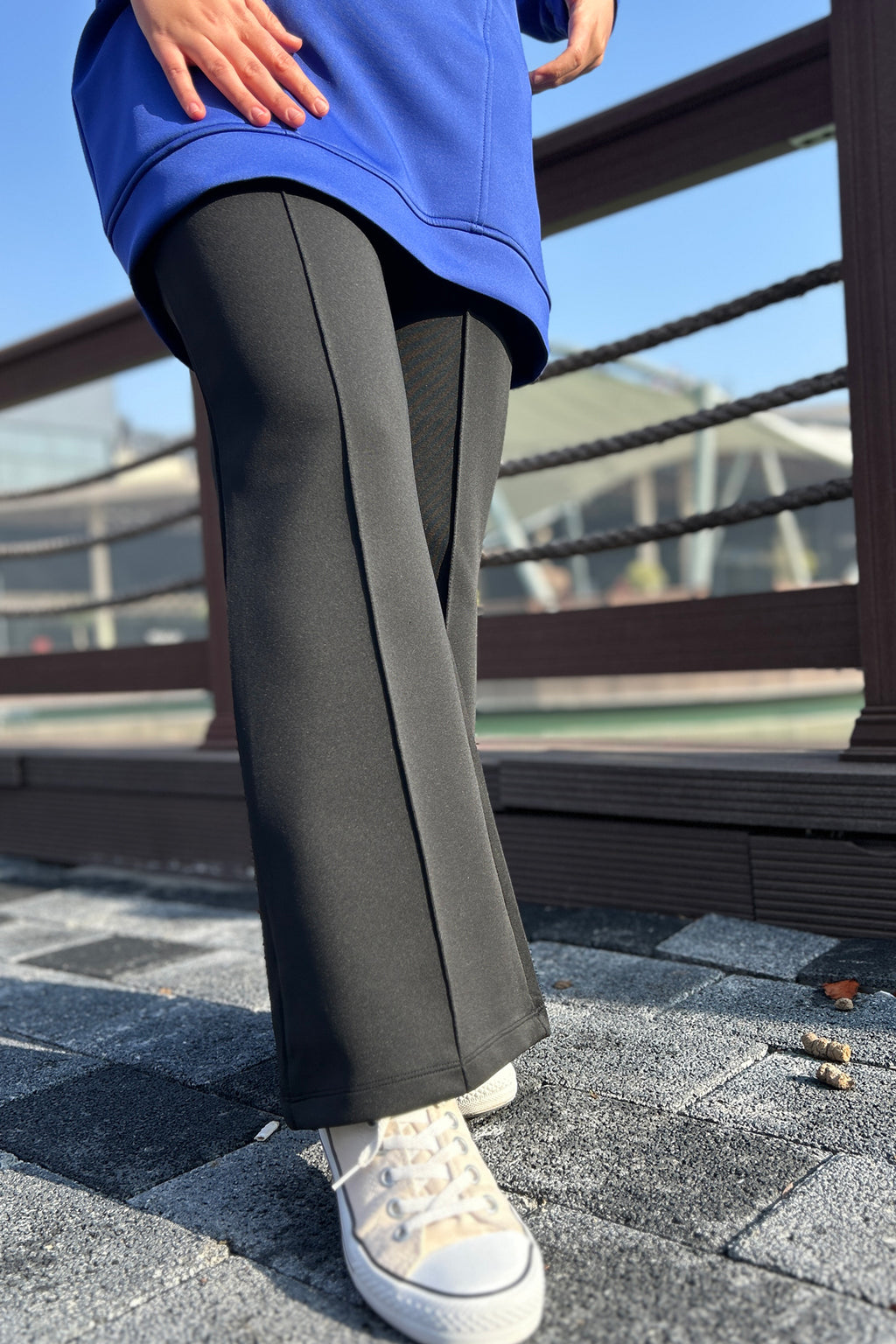 Çima Detaylı Scuba Pantolon Siyah