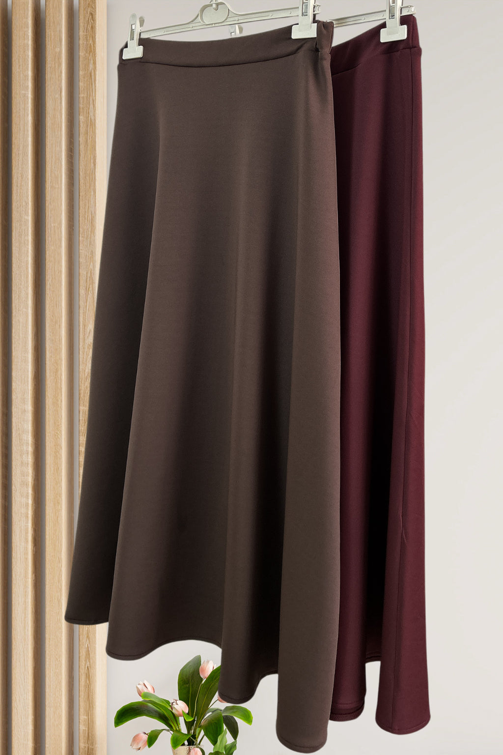 Beli Lastikli Scuba Kloş Etek Bordo