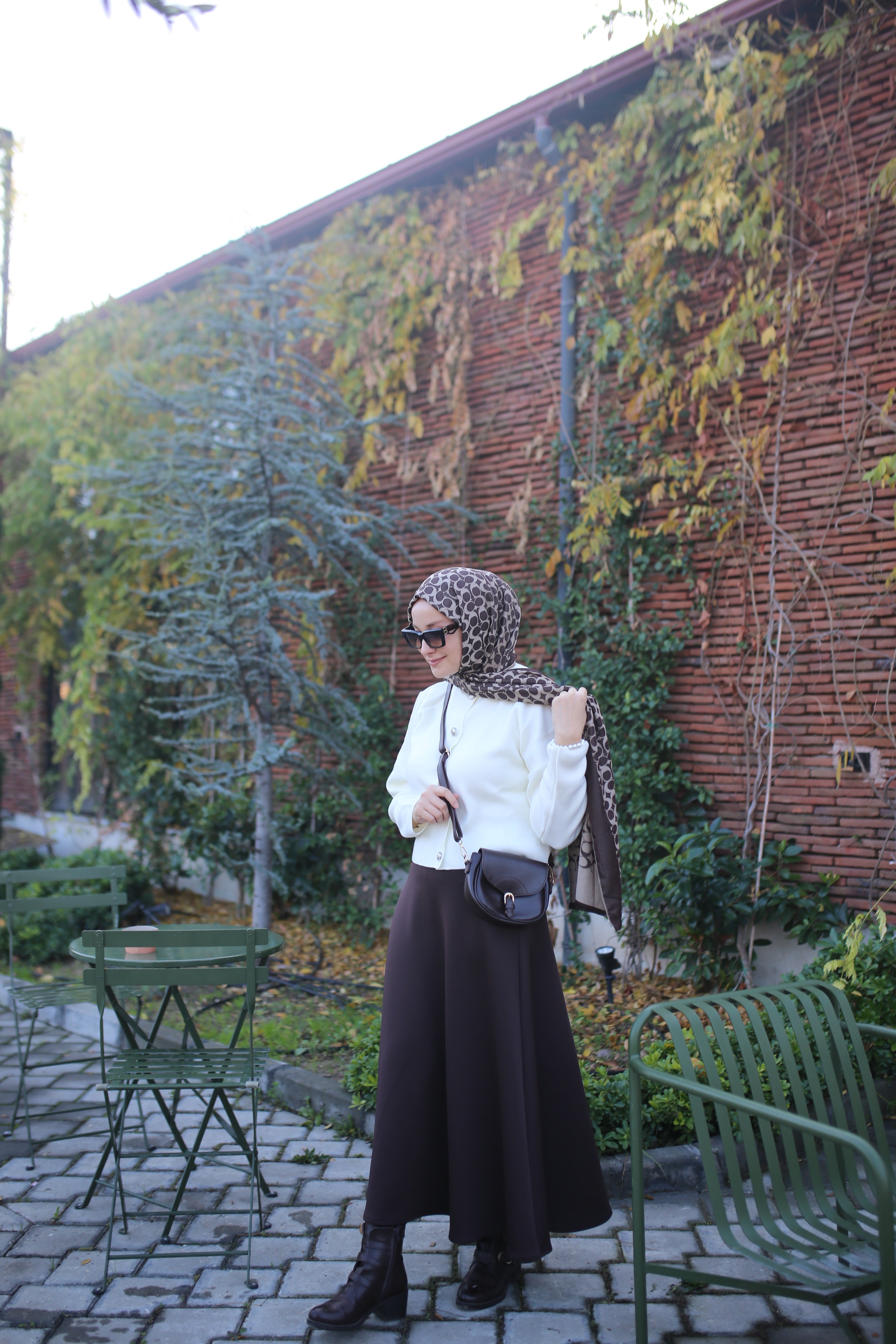 Beli Lastikli Scuba Kloş Etek Acı Kahve