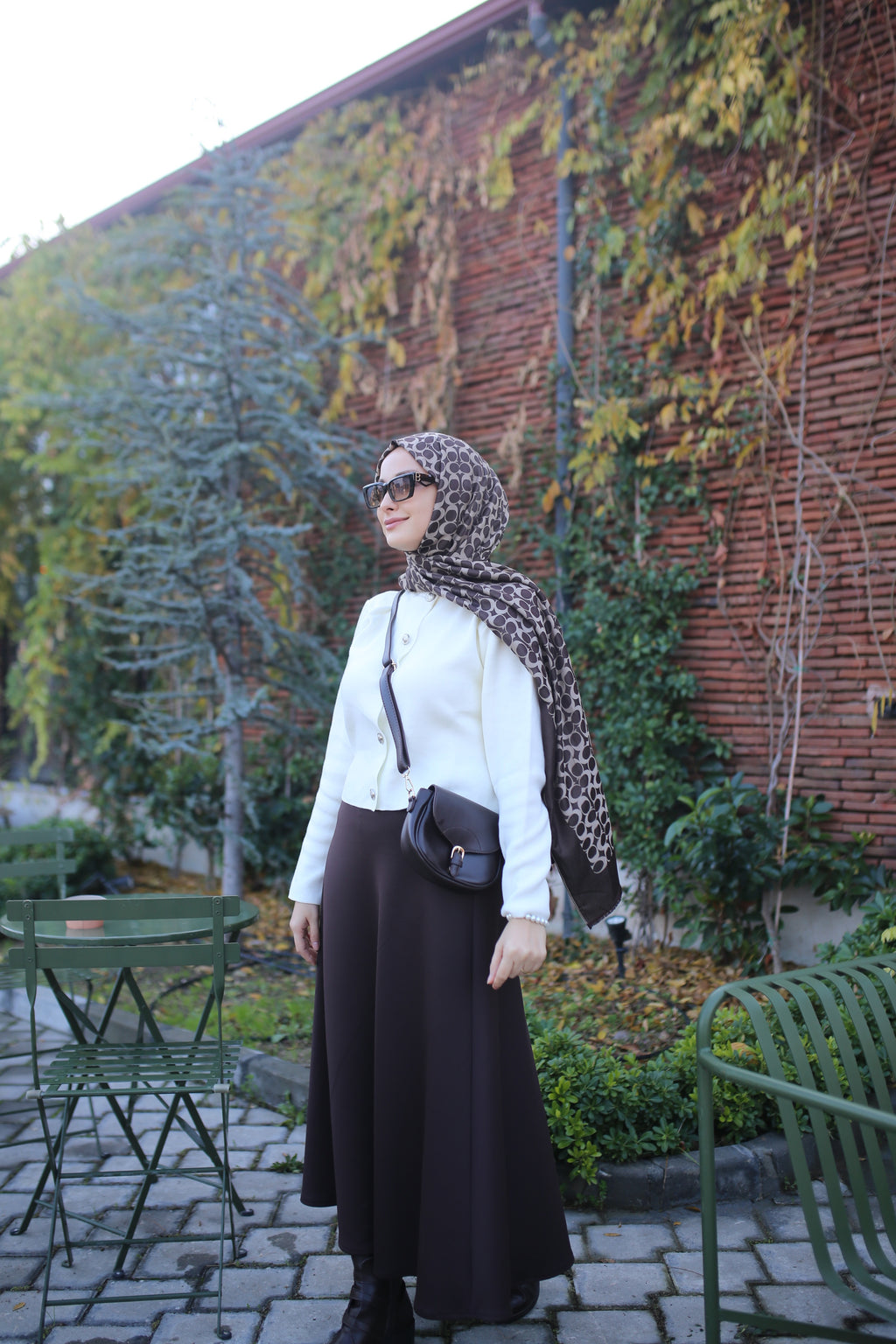 Beli Lastikli Scuba Kloş Etek Acı Kahve