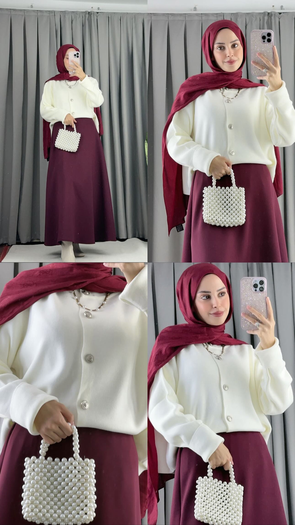 Beli Lastikli Scuba Kloş Etek Bordo