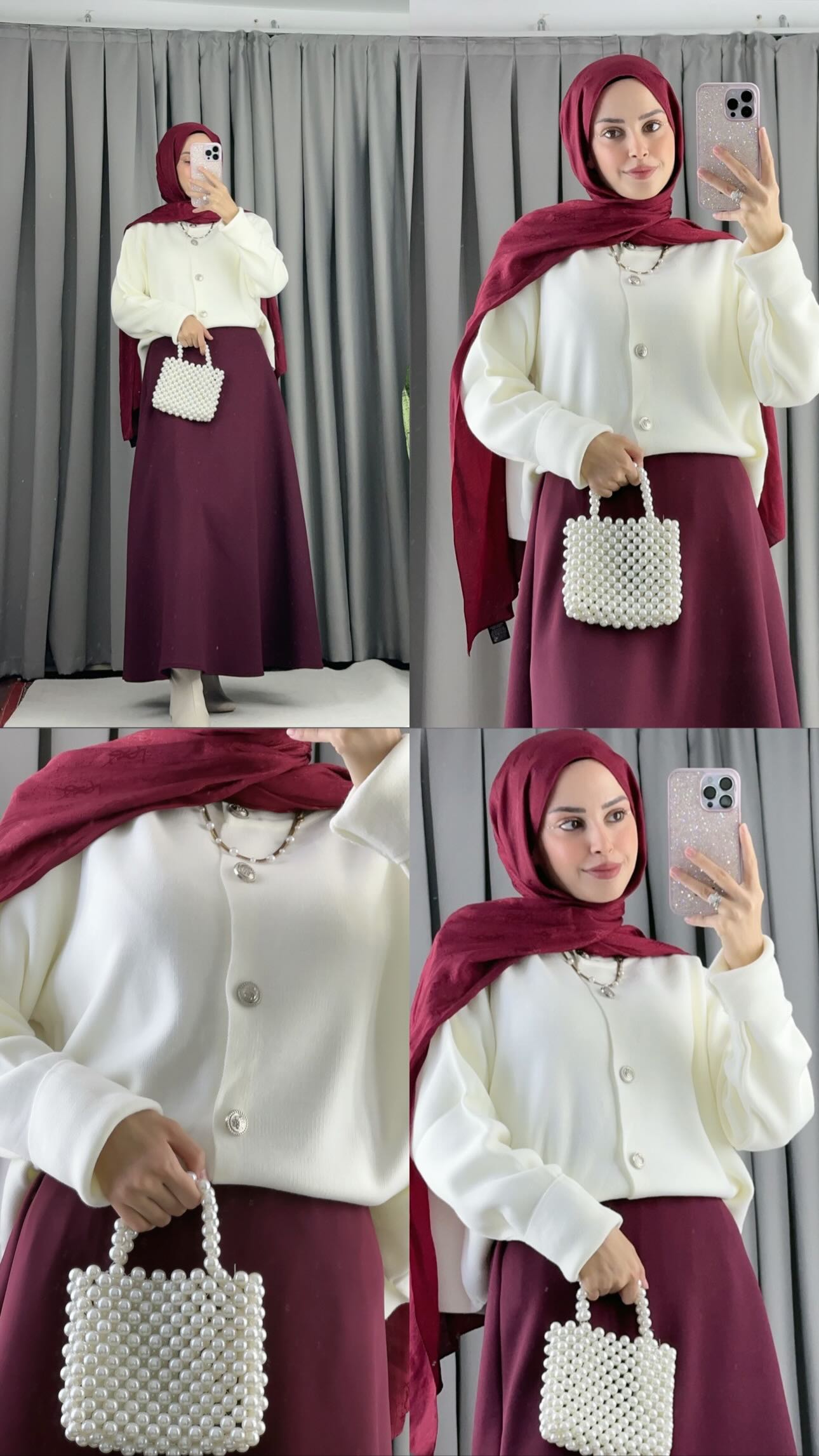 Beli Lastikli Scuba Kloş Etek Bordo