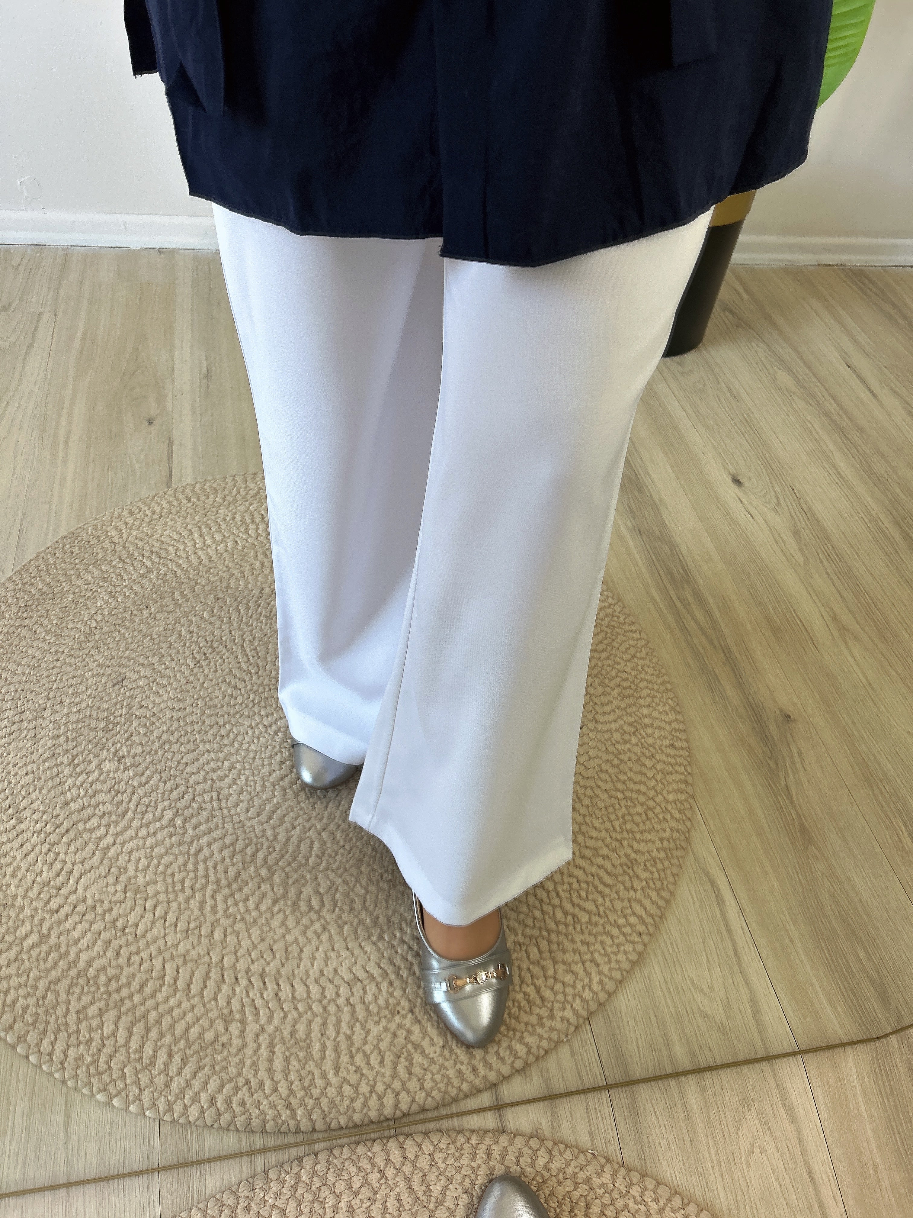 Beyza Palazzo Keten Pantolon Beyaz