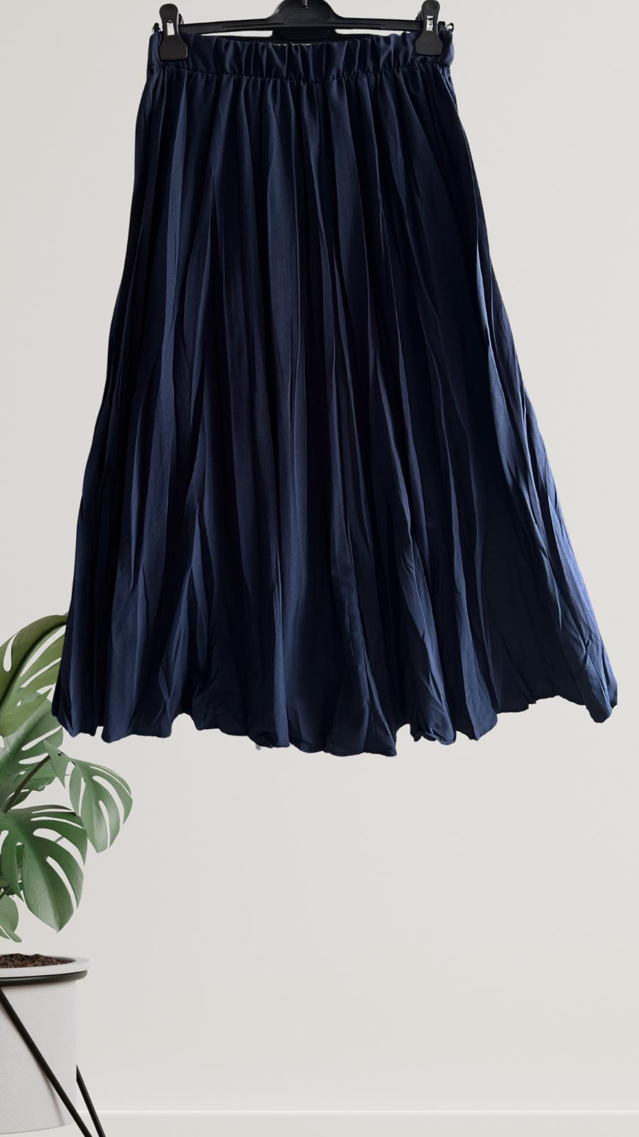 Crush (Kırışık) Etek Lacivert