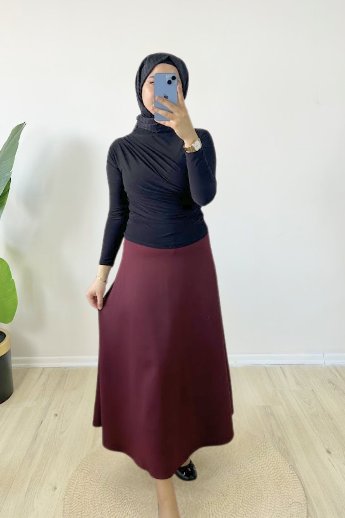 Tesettür Etek Modelleri - Bordo