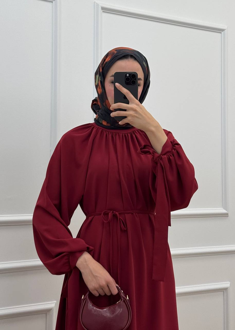 Arya Linda Kumaş Elbise - Bordo