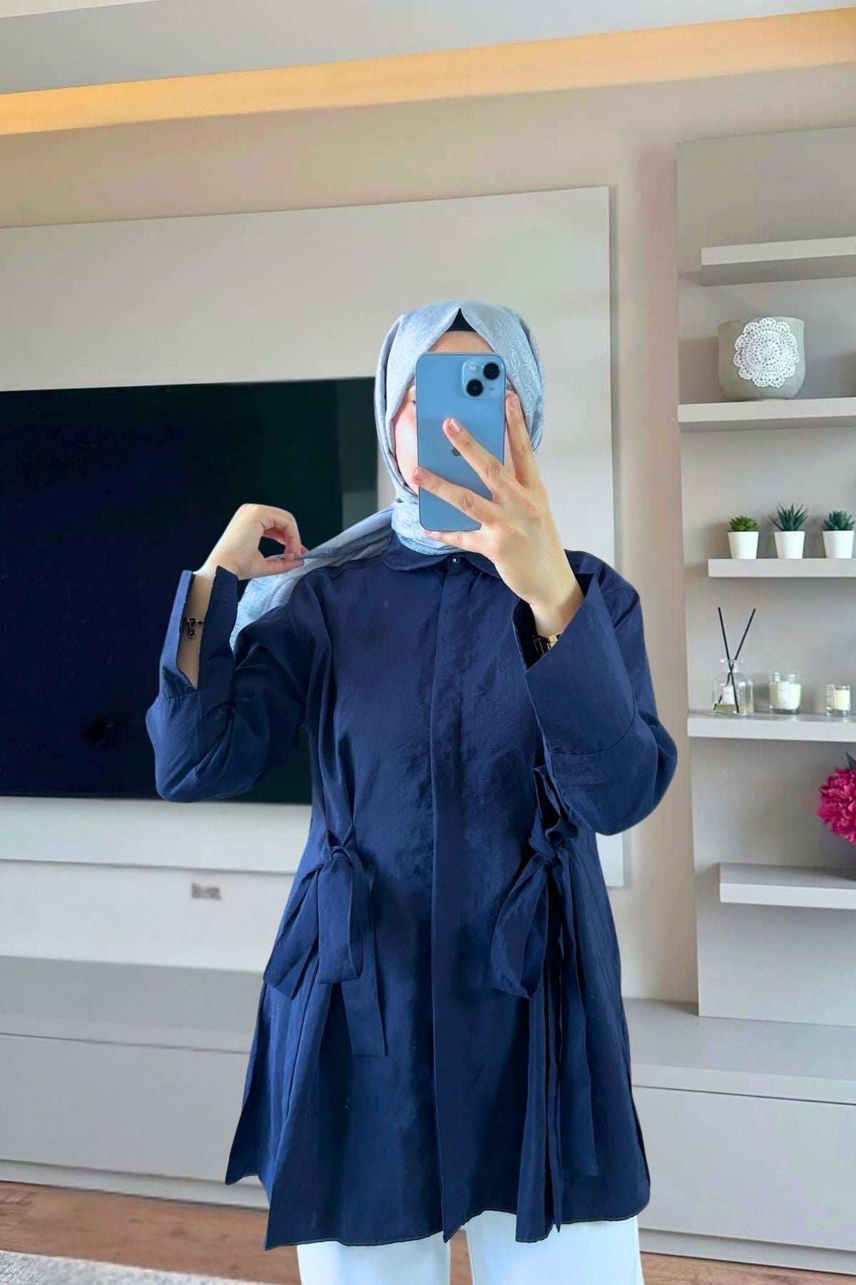 Efnan Bağcıklı Gömlek - Lacivert