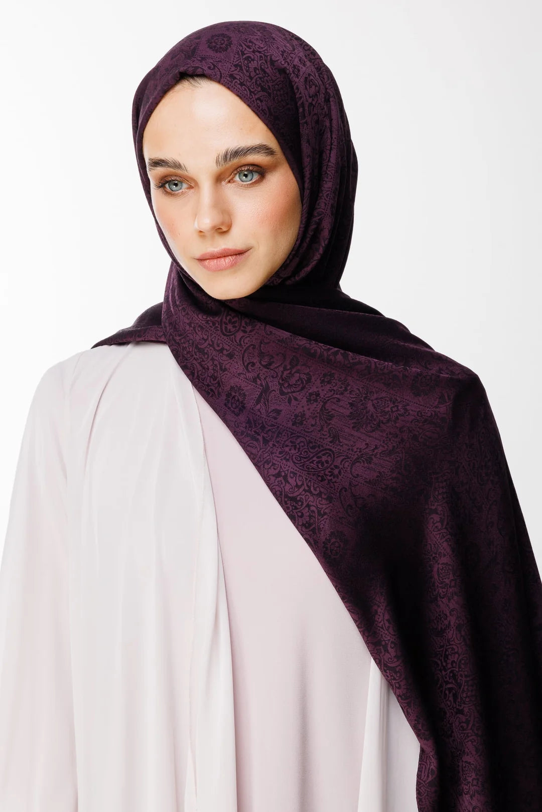 Henna Desen Çift Taraflı Şal Mor - Siyah