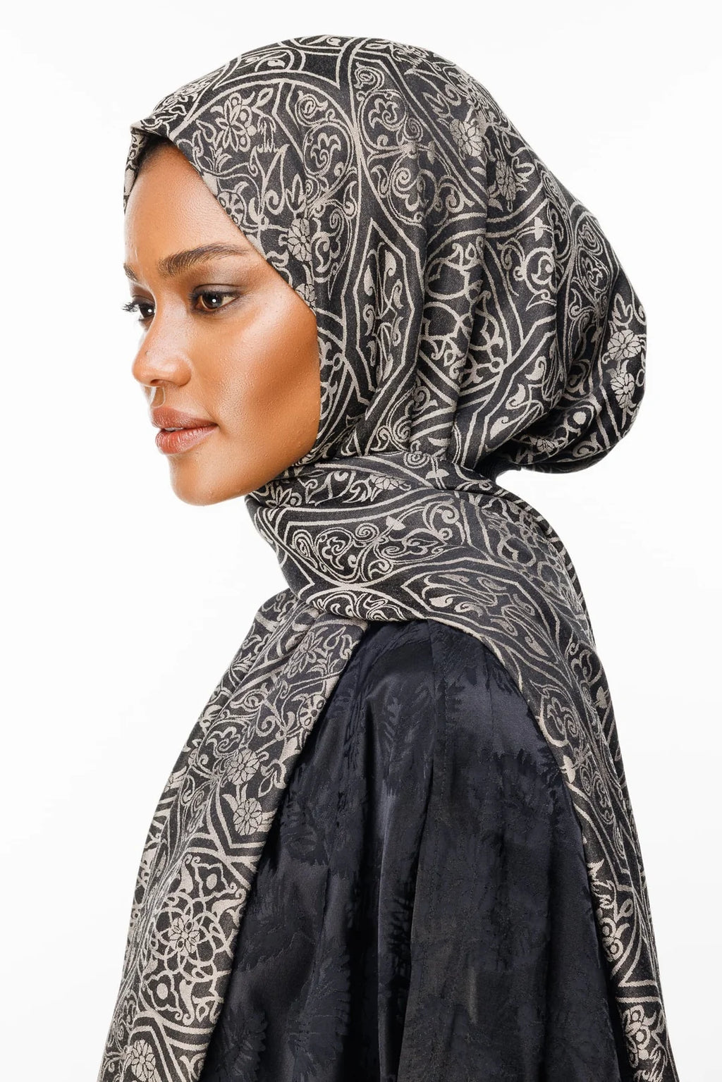 Morocco Desen Çift Taraflı Şal Bej - Siyah