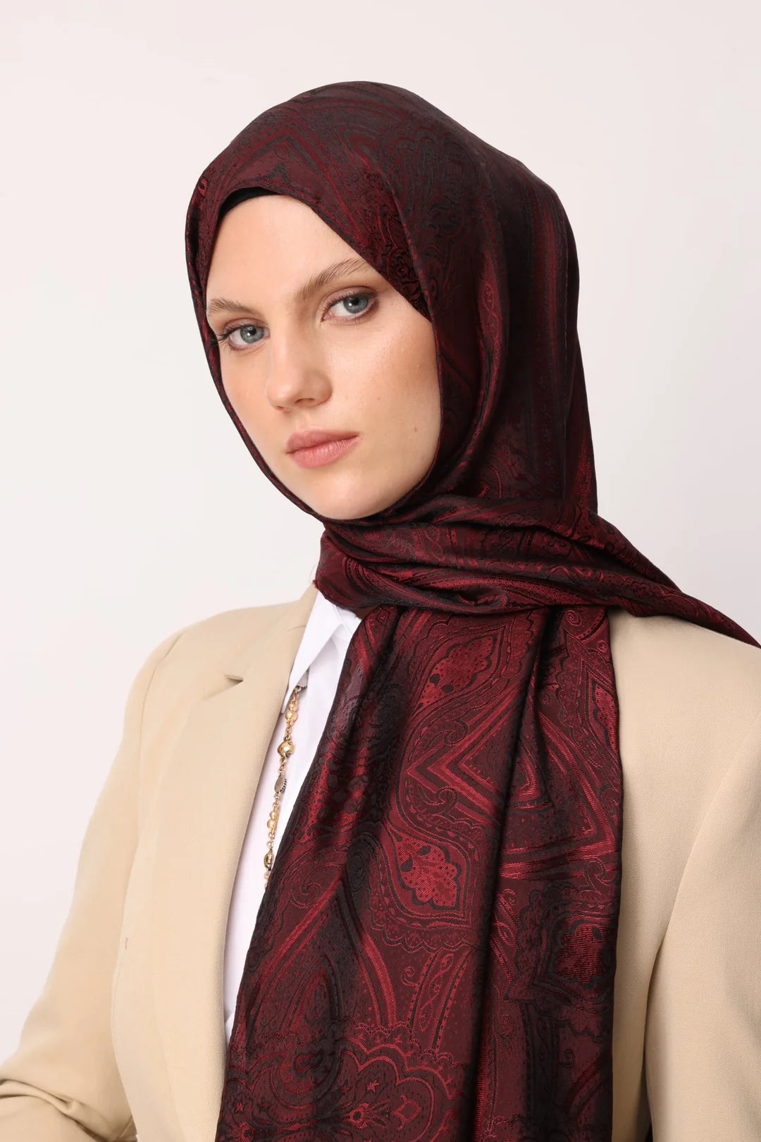 Liva Desen Shine Line Şal Siyah - Bordo