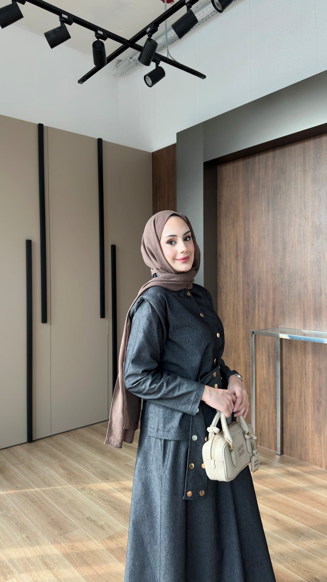 Dora Gold Düğmeli İkili Kot Takım Siyah