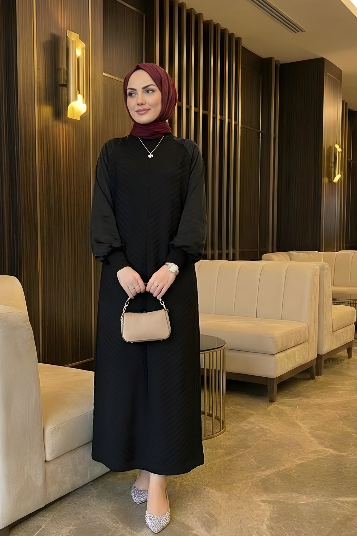 Özel Tasarım İpek Cupra Alya Elbise - Siyah