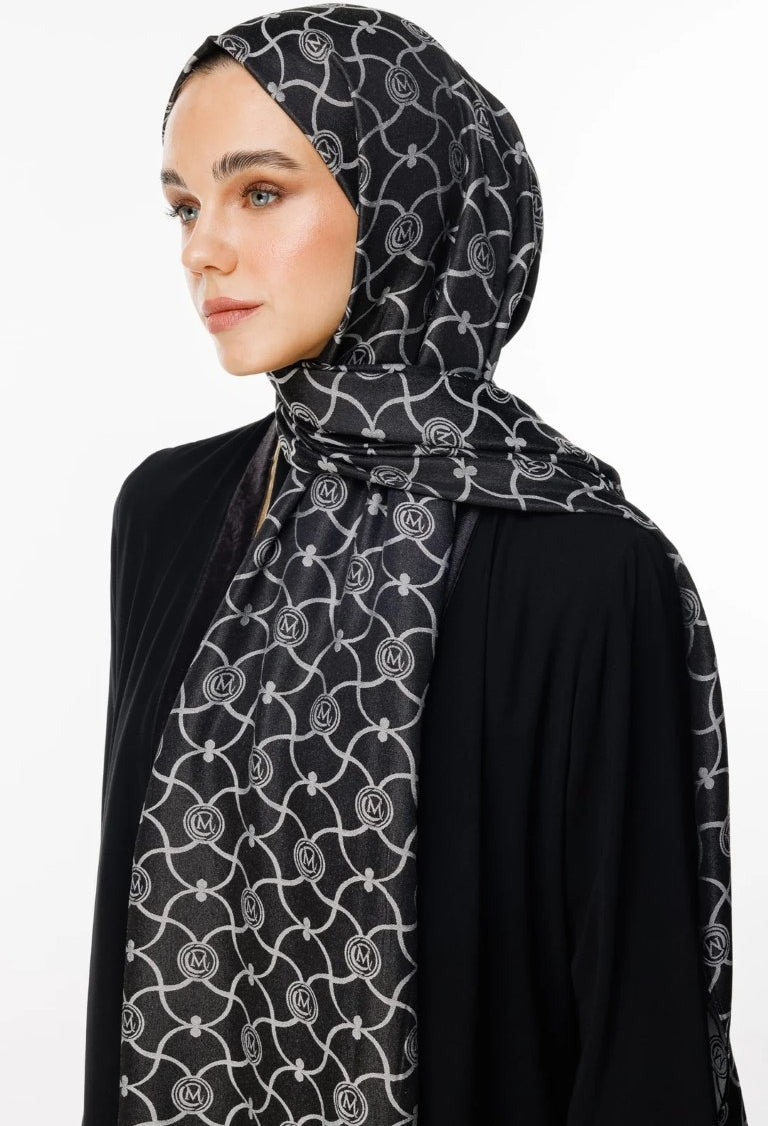 Mayra Desen Çift Taraflı Şal Lacivert - Siyah