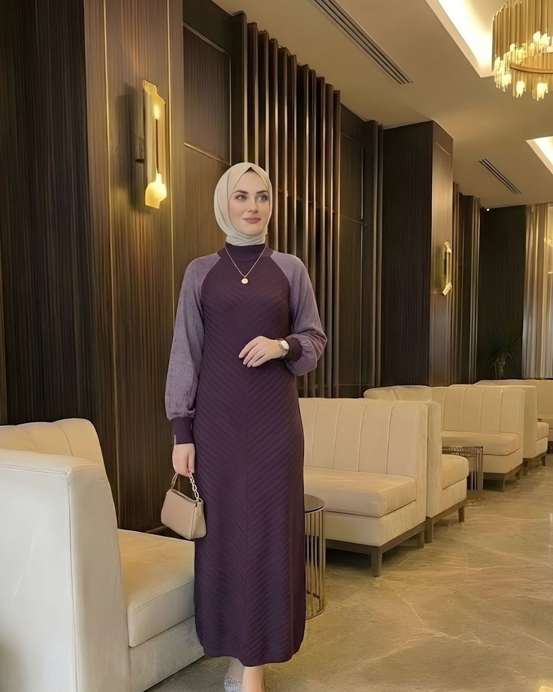 Özel Tasarım İpek Cupra Alya Elbise - Mürdüm