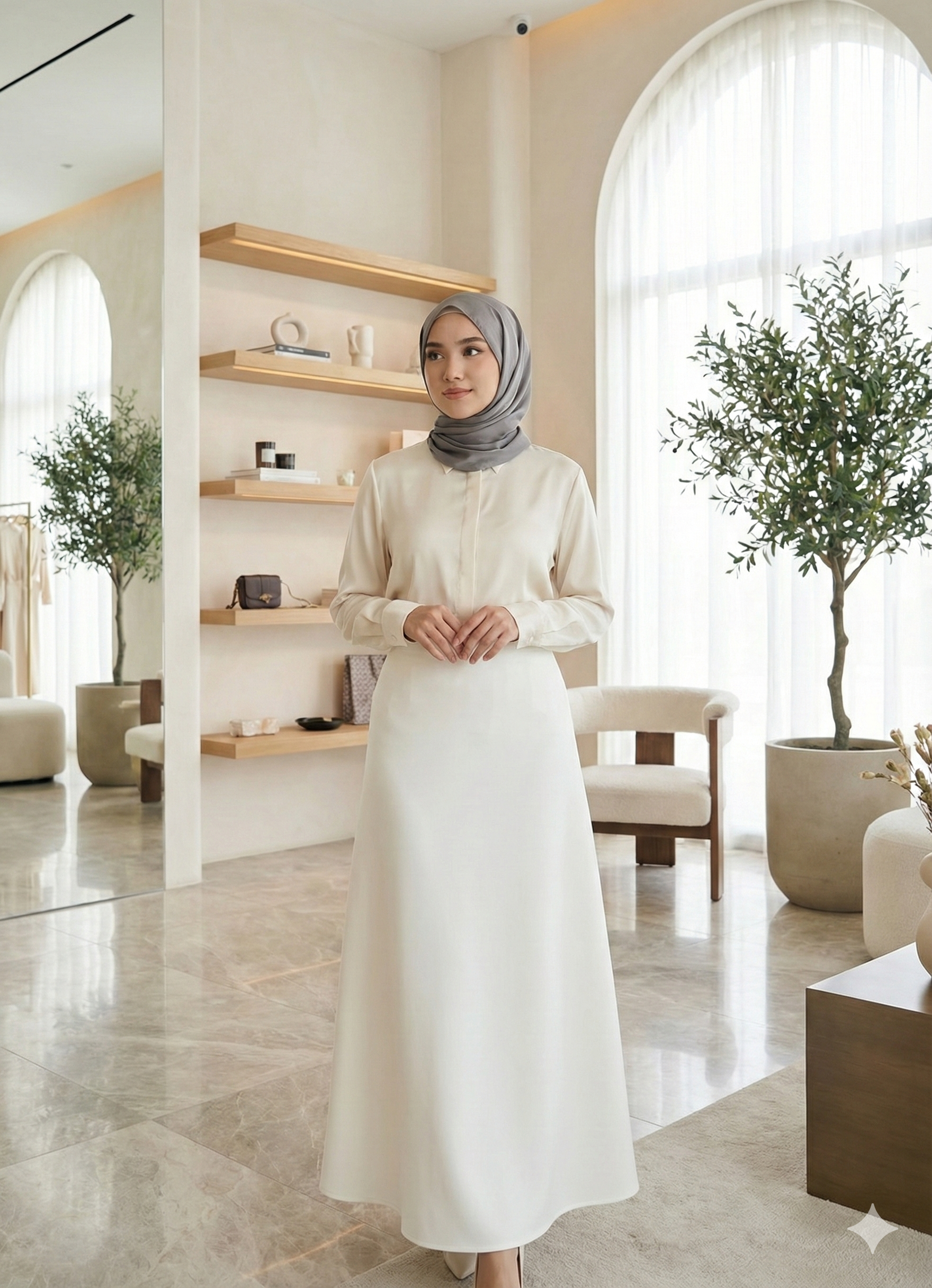 Beli Lastikli Scuba Kloş Etek Beyaz