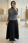Beli Lastikli Scuba Kloş Etek Siyah